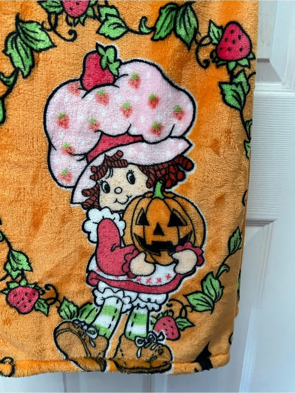 Strawberry Shortcake Halloween Plush Throw - Orange Pumpkin Design